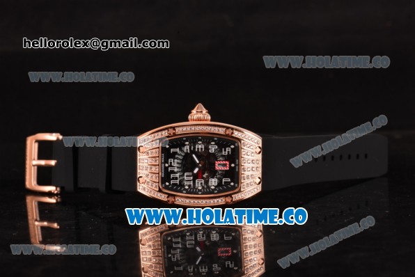 Richard Mille RM 007 Miyota 9015 Automatic Diamonds/Rose Gold Case with Skeleton Dial and White Arabic Numeal Markers (K) - Click Image to Close